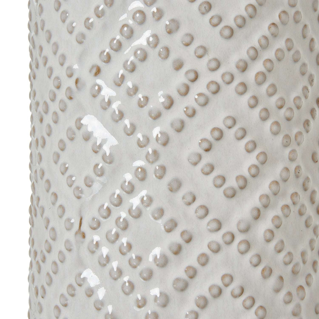 White Beaded Ceramic Lamp With Linen Shade Shades 4 Seasons