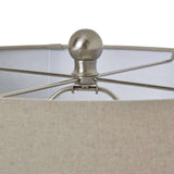 Squat White Beaded Ceramic Lamp With Linen Shade Shades 4 Seasons