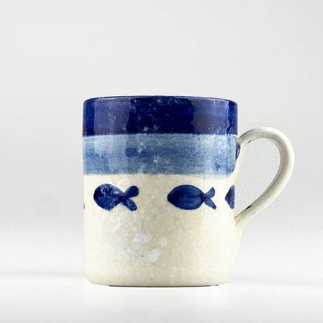 Selbrae House Ceramic Mug with Blue Fish Design and Handcrafted Finish