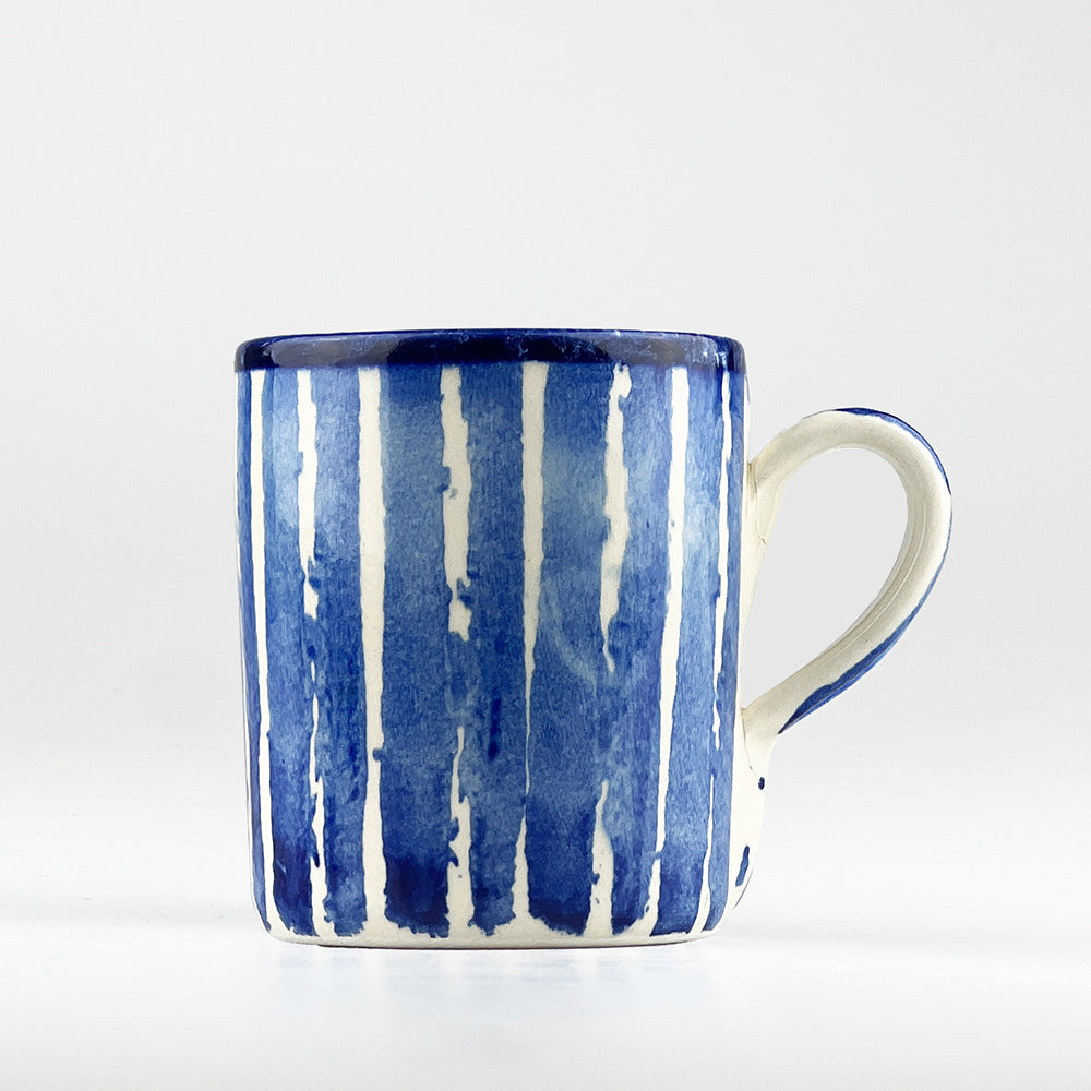 Selbrae House Ceramic Mug in Blue with Vertical Stripes for Stylish Tea and Coffee Enjoyment