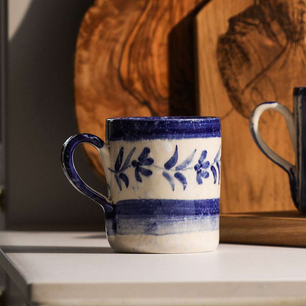 Handcrafted Selbrae House Ceramic Mug in Blue with Floral Design and Comfortable Handle
