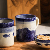 Handcrafted Selbrae House Ceramic Mug with Blue and White Design, Ideal for Hot Beverages