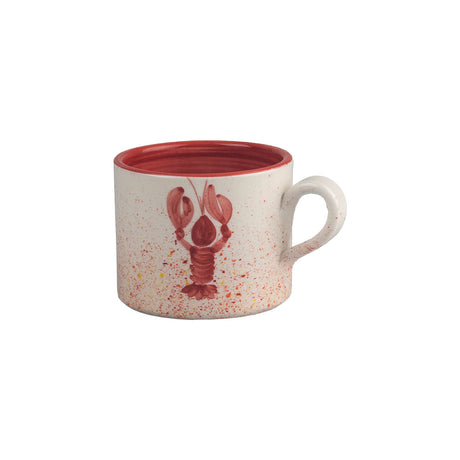 Selbrae House Ceramic Mug featuring a vibrant lobster design on a speckled background