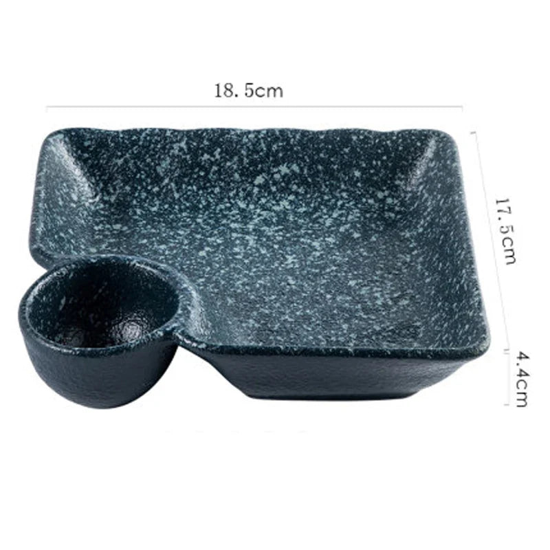 Nisu Home Black Textured Serving Plates with a Companion Bowl for Stylish Dining