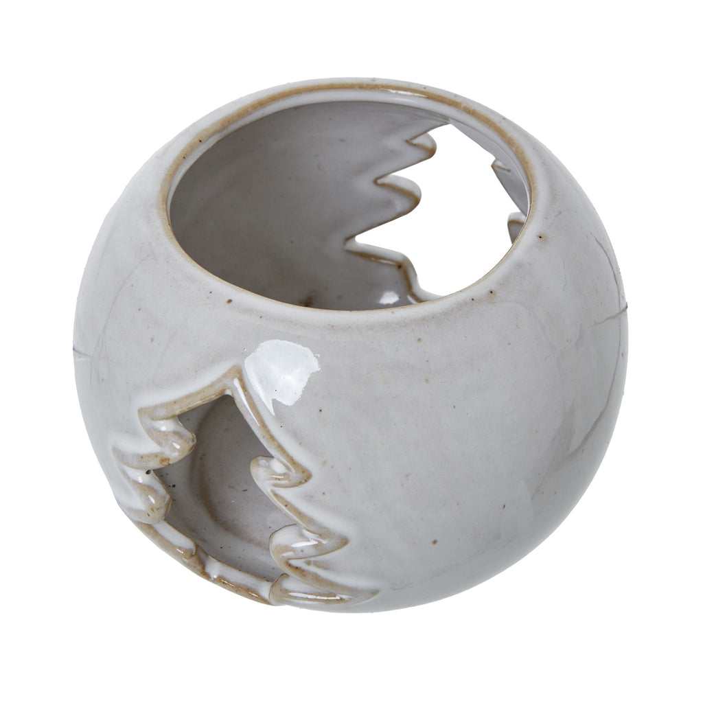 White Ceramic Tree Cut-Out Round Tealight Holder Shades 4 Seasons