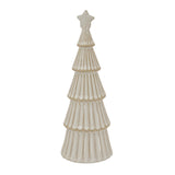 Elegant snowy layered tree decoration with a star topper for Christmas room decor