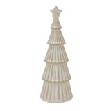 Elegant snowy layered tree decoration in white ceramic for festive Christmas room decor