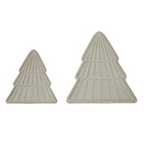 Set of Two Ceramic Tree Dishes in Cream Colour for Charming Christmas Room Decorations
