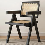 Nisu Home Stylish Black Chair with Cane Seat and Backrest for Modern Interiors