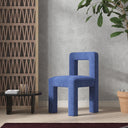 Modern Nisu Home Chair in Blue Fabric with Minimalist Design for Stylish Interiors