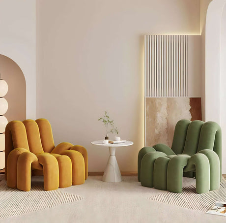 Stylish Nisu Home chair in vibrant yellow and green for modern living spaces