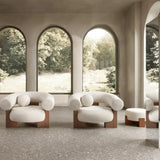 Nisu Home Modern Chair with Soft Upholstery and Wooden Legs for Stylish Living Spaces