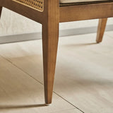 Nisu Home Wooden Chair with Natural Rattan Details for Elegant Home Decor