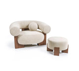 Nisu Home Contemporary Beige Chair with Matching Ottoman for Stylish Living Spaces