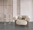 Nisu Home Stylish Modern Chair with Curved Design and Wooden Base in a Contemporary Room Setting