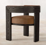 Nisu Home Modern Chair with Dark Wood Frame and Brown Upholstered Seat for Stylish Interiors