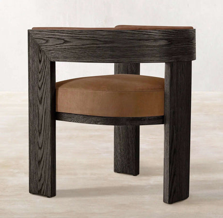 Nisu Home Modern Chair with Dark Wood Frame and Brown Upholstered Seat for Stylish Interiors