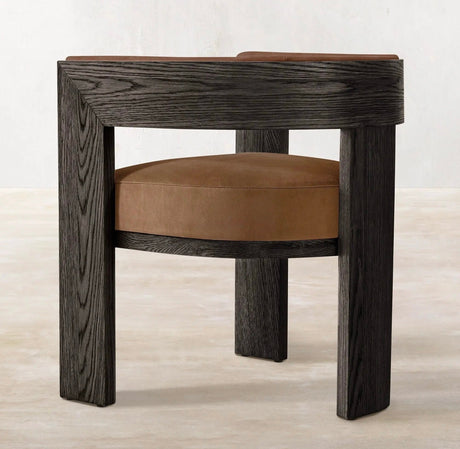 Nisu Home Modern Chair with Dark Wood Frame and Brown Upholstered Seat for Stylish Interiors