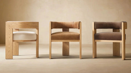 Nisu Home Modern Wooden Chair Set featuring Three Stylish Designs in Beige and Brown
