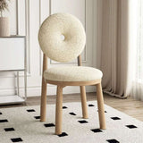 Nisu Home Cream Upholstered Chair with Wooden Legs and Round Backrest for Modern Interiors