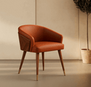Stylish Nisu Home chair in brown leather with wooden legs and a modern design