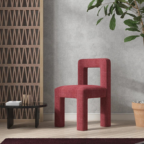 Modern Nisu Home Chair in Burgundy Velvet with Minimalist Design for Stylish Interiors