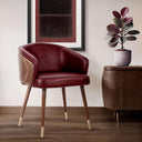 Nisu Home Elegant Red Chair with Wooden Legs and Stylish Design for Modern Interiors