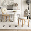 Nisu Home modern chair set featuring unique round designs and wooden legs for stylish dining spaces
