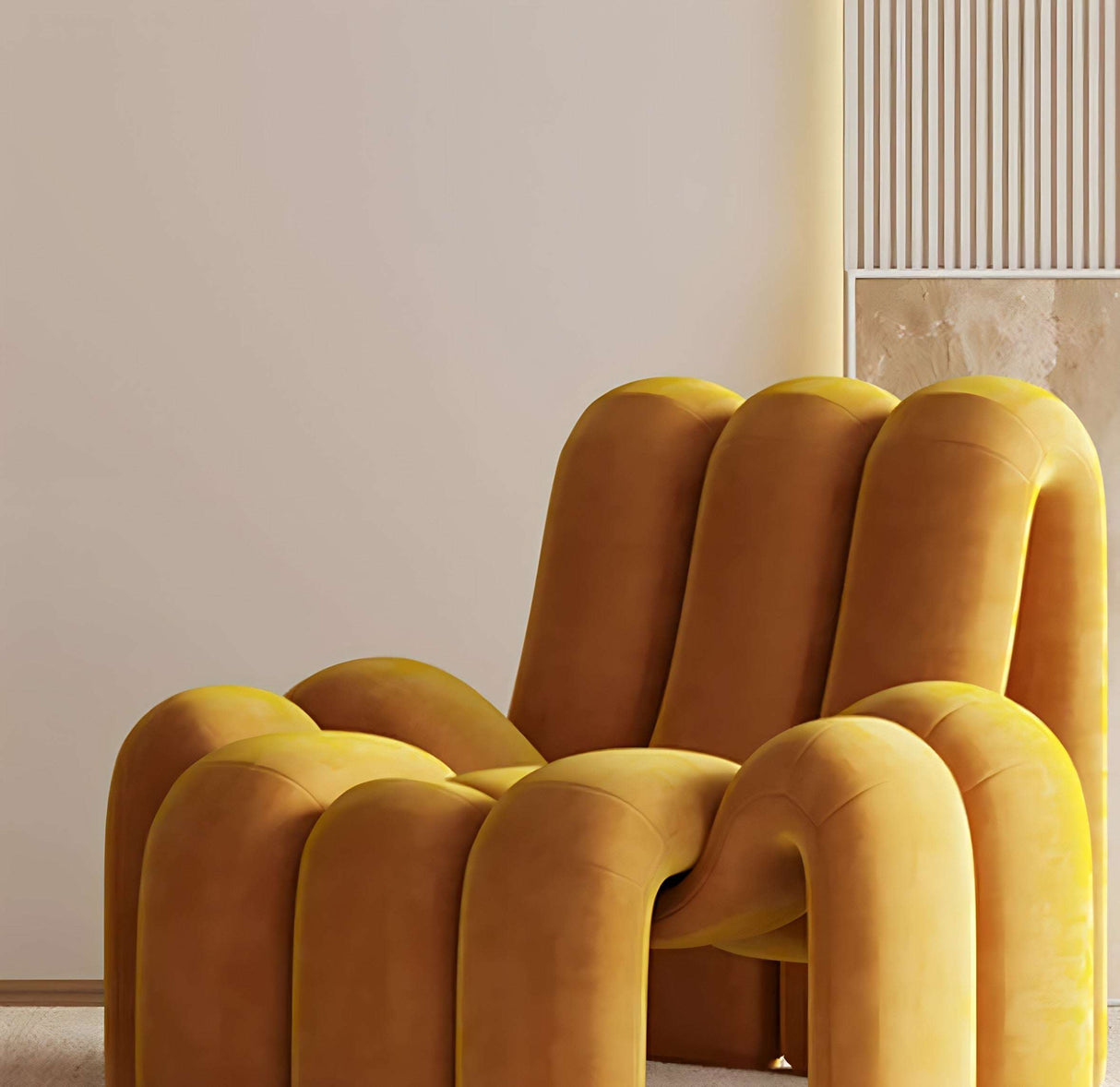 Nisu Home Contemporary Yellow Chair with Unique Curved Design for Modern Interiors