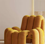 Nisu Home Contemporary Yellow Chair with Unique Curved Design for Modern Interiors