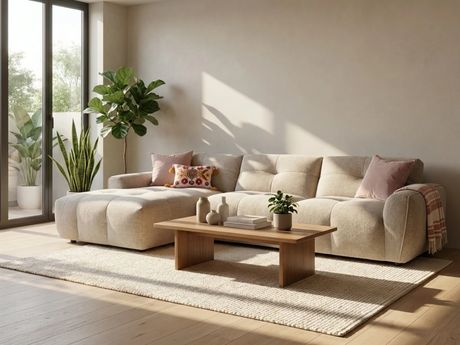 Spacious Corner Sofa with a plush Chaise Lounge in a modern living room setting