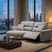 Modern grey Chaise Lounge with reclining feature and stylish design in a contemporary living room