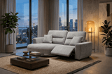 Modern grey Chaise Lounge with reclining feature and stylish design in a contemporary living room