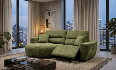 Contemporary green Chaise Lounge with plush cushions and a sleek design for stylish living rooms
