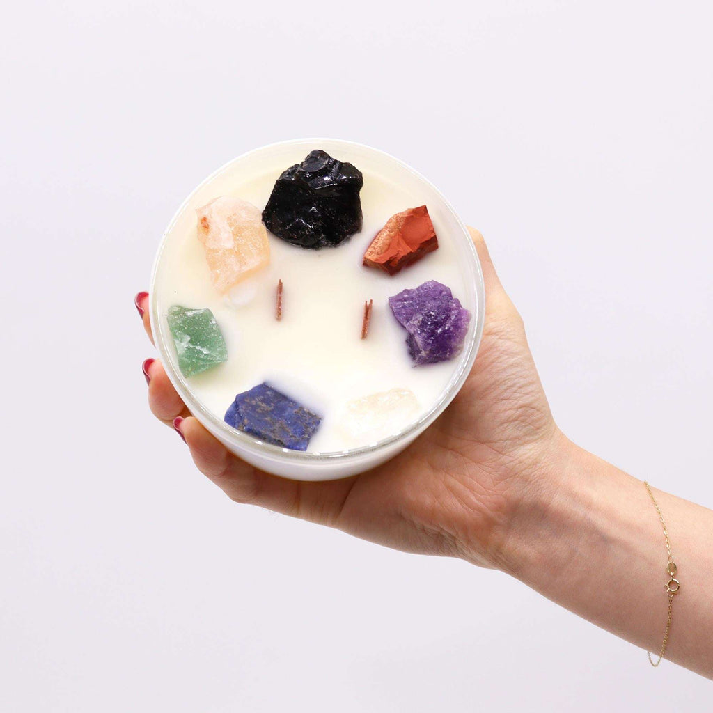 Large Chakra Crystal Candles - Seven Charkra Shades 4 Seasons