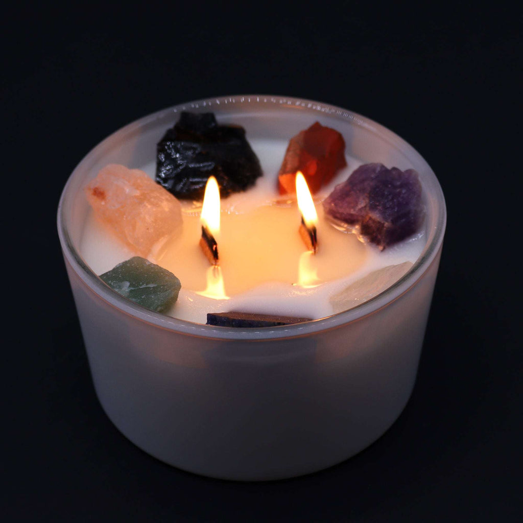 Large Chakra Crystal Candles - Seven Charkra Shades 4 Seasons
