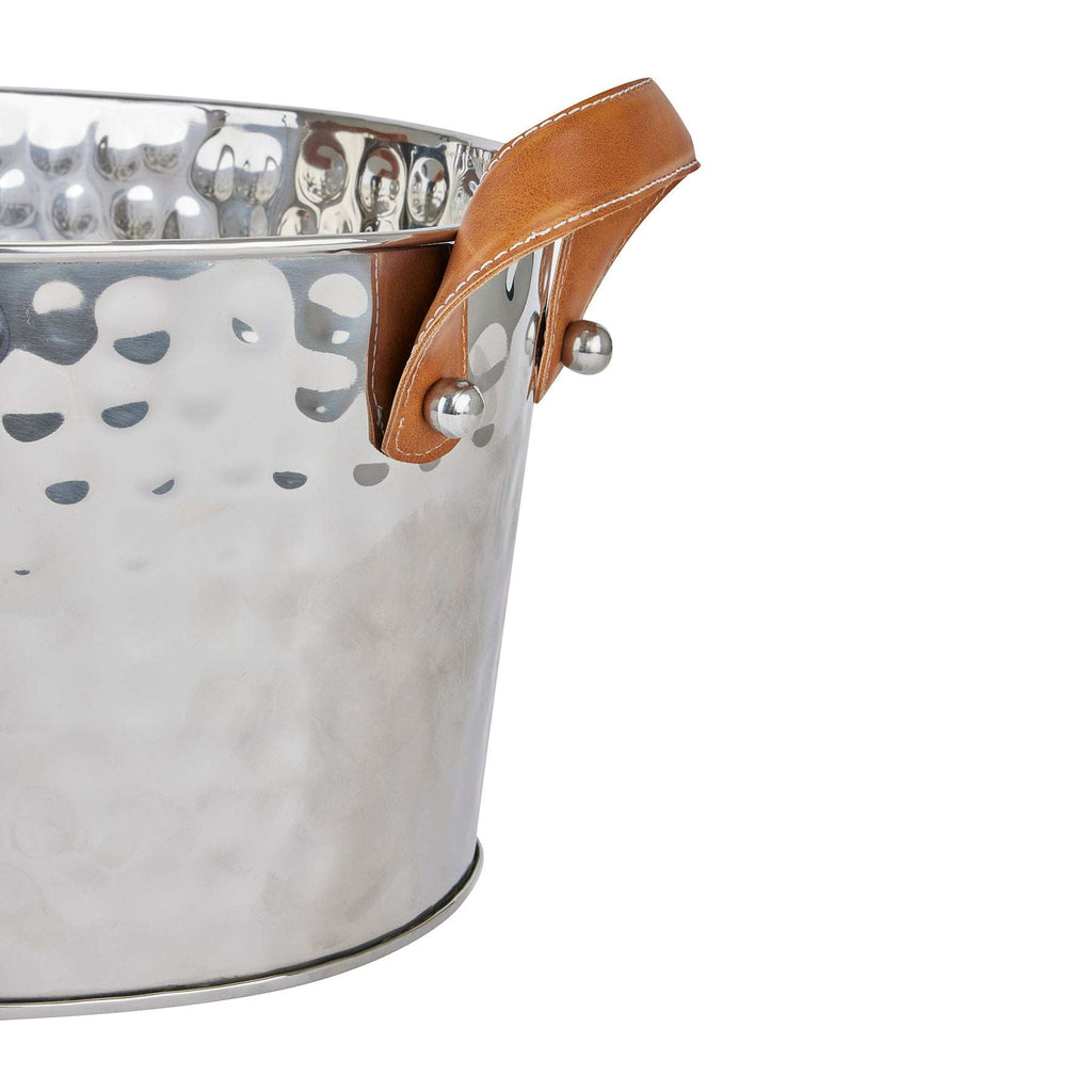 Silver Large Leather Handled Champagne Cooler Shades 4 Seasons