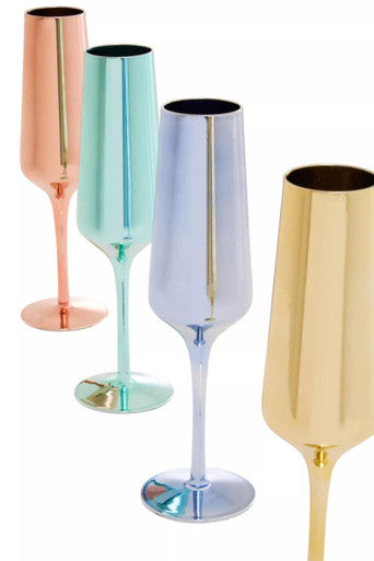 Aurora Set of Four Champagne Flutes In Assorted Colours Orsina