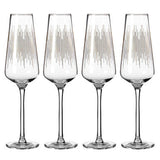 Set of four elegant Champagne Glasses by Orsina with a stylish gold stripe design