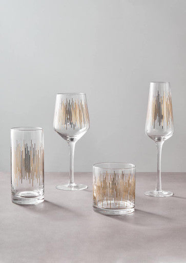 Set of Orsina Champagne Glasses with Elegant Gold Geometric Design for Special Occasions