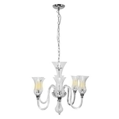 Abelia Glass And Chrome 6 Arm Chandelier Orsina