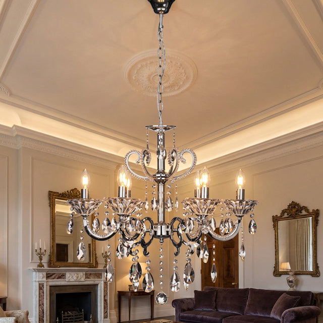 Orsina Chandelier with Elegant Crystals and Six Lights for Stylish Living Spaces