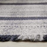 Textured Checkered Rug in grey and navy blue stripes for modern home decor