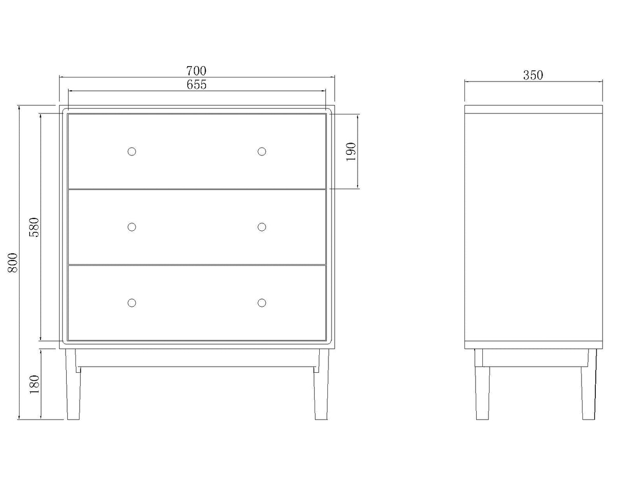 Fishe and Lilly modern chest of 3 drawers with sleek design and ample storage space