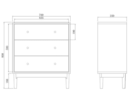 Fishe and Lilly modern chest of 3 drawers with sleek design and ample storage space