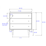 Fishe and Lilly Chest of Drawers with three spacious drawers and brass knobs for stylish storage