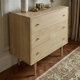 Fishe and Lilly Chest of Drawers in natural wood finish with three spacious drawers and elegant design
