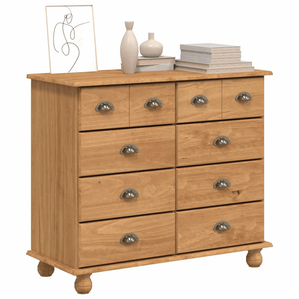vidaXL Chest of Drawers ASKIM Brown 91 x 40 x 79 cm Solid Pine wood vidaXL