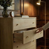 Fishe and Lilly Chest of Drawers in Natural Wood Finish with Open Drawer for Easy Access