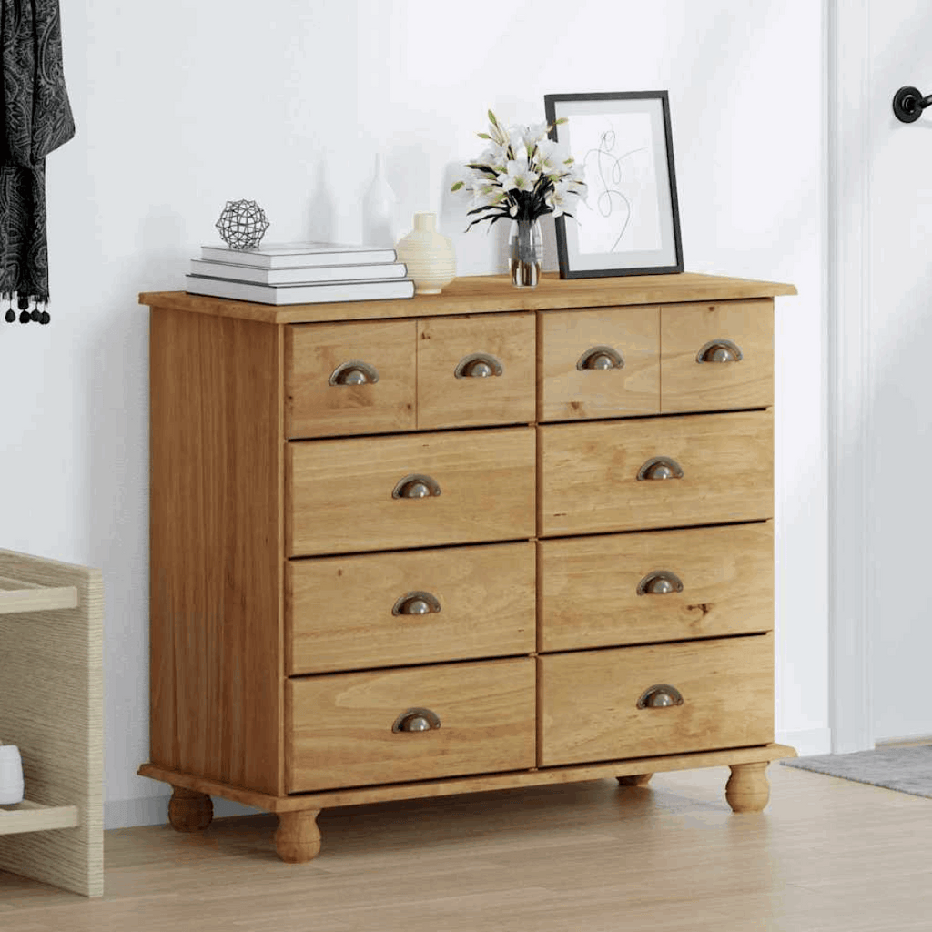 vidaXL Chest of Drawers ASKIM Brown 91 x 40 x 79 cm Solid Pine wood vidaXL